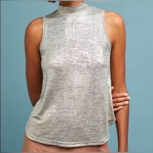 Anthropology Postcard gold metallic mock neck tank blouse. Small NWT